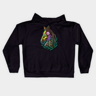 Day of the Dead Liver Chestnut Sugar Skull Horse Kids Hoodie